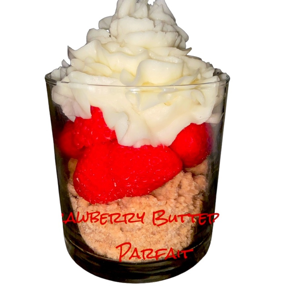Strawberry buttercream parfait candle